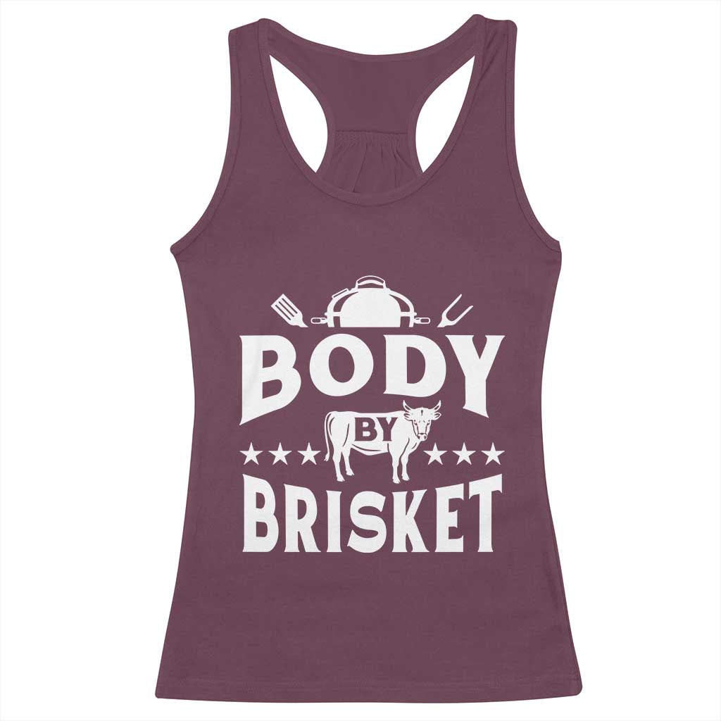 Funny Pitmaster BBQ Racerback Tank Top Body By Brisket Smoker Grilling TS09 Maroon Print Your Wear