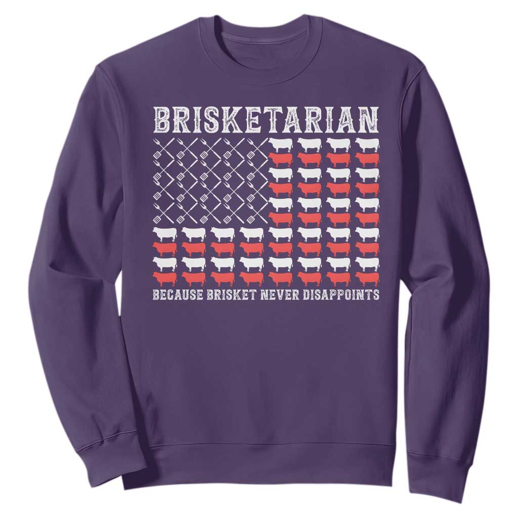 Funny BBQ Lover Sweatshirt Brisketarian Because Brisket Never Disappoints TS09 Purple Print Your Wear