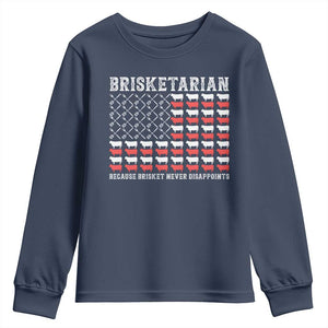 Funny BBQ Lover Youth Sweatshirt Brisketarian Because Brisket Never Disappoints TS09 Navy Print Your Wear