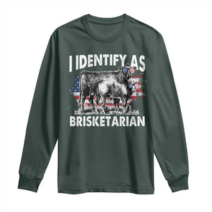 Funny BBQ Lover Long Sleeve Shirt I Identify As Brisketarian TS09 Dark Forest Green Print Your Wear