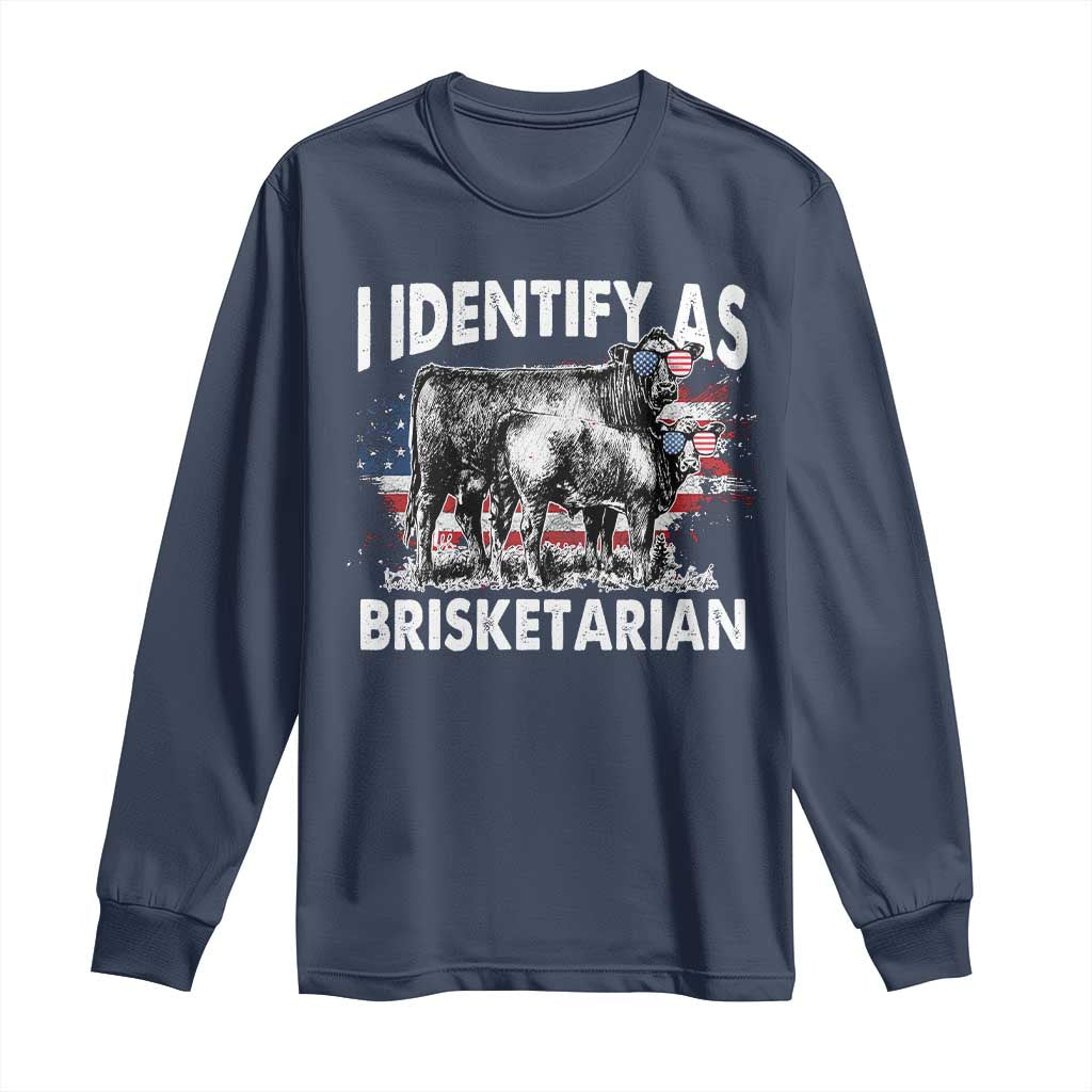 Funny BBQ Lover Long Sleeve Shirt I Identify As Brisketarian TS09 Navy Print Your Wear