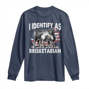 Funny BBQ Lover Long Sleeve Shirt I Identify As Brisketarian TS09 Navy Print Your Wear