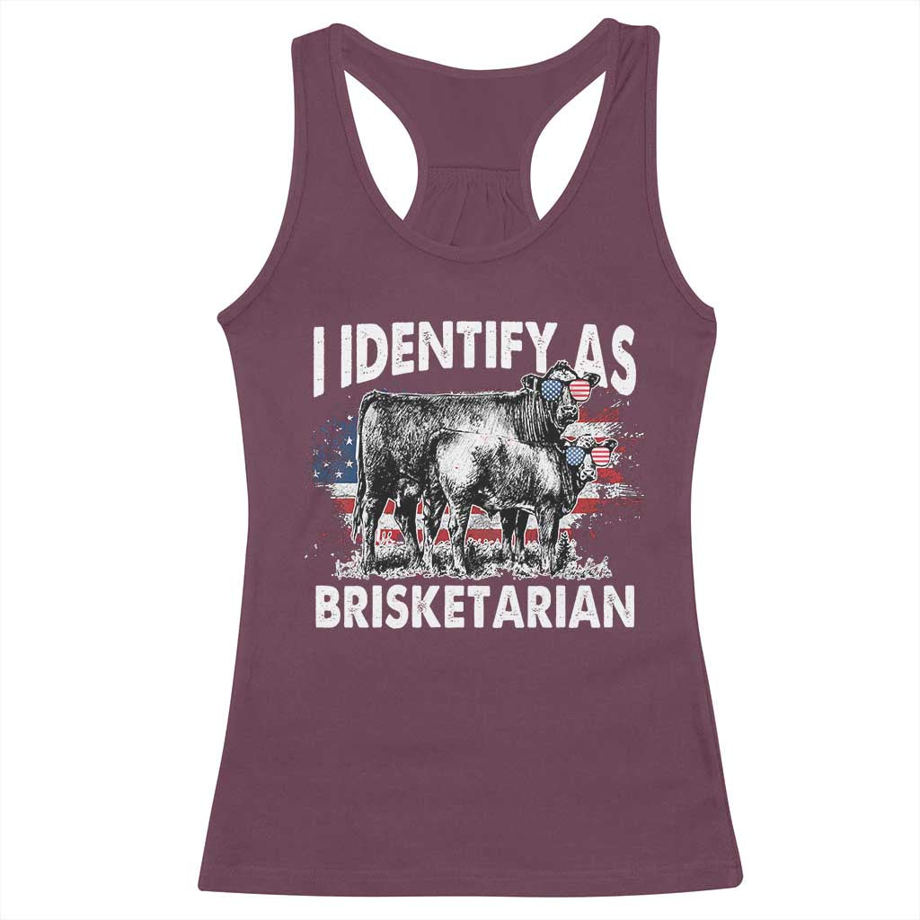 Funny BBQ Lover Racerback Tank Top I Identify As Brisketarian TS09 Maroon Print Your Wear