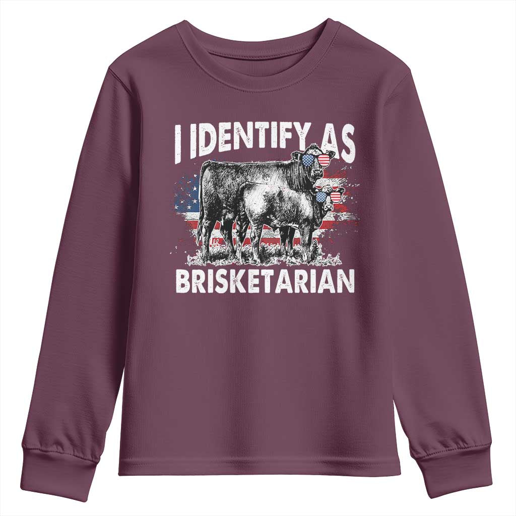 Funny BBQ Lover Youth Sweatshirt I Identify As Brisketarian TS09 Maroon Print Your Wear