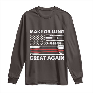 Funny BBQ Grilling Pitmaster Long Sleeve Shirt Make Grilling Great Again Chef Smoking Tools TS09 Dark Chocolate Print Your Wear