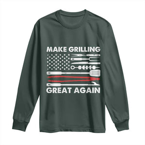 Funny BBQ Grilling Pitmaster Long Sleeve Shirt Make Grilling Great Again Chef Smoking Tools TS09 Dark Forest Green Print Your Wear