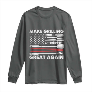 Funny BBQ Grilling Pitmaster Long Sleeve Shirt Make Grilling Great Again Chef Smoking Tools TS09 Dark Heather Print Your Wear