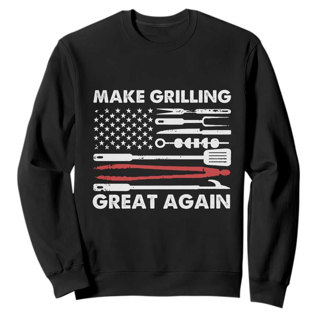 Funny BBQ Grilling Pitmaster Sweatshirt Make Grilling Great Again Chef Smoking Tools TS09 Black Print Your Wear