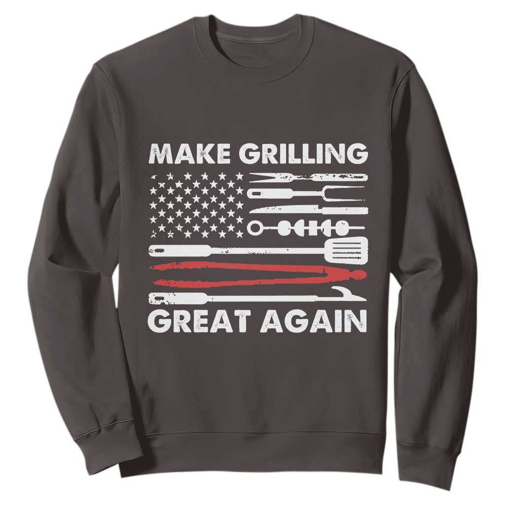 Funny BBQ Grilling Pitmaster Sweatshirt Make Grilling Great Again Chef Smoking Tools TS09 Dark Chocolate Print Your Wear