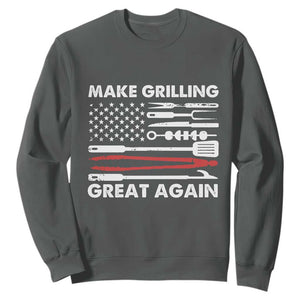 Funny BBQ Grilling Pitmaster Sweatshirt Make Grilling Great Again Chef Smoking Tools TS09 Dark Heather Print Your Wear