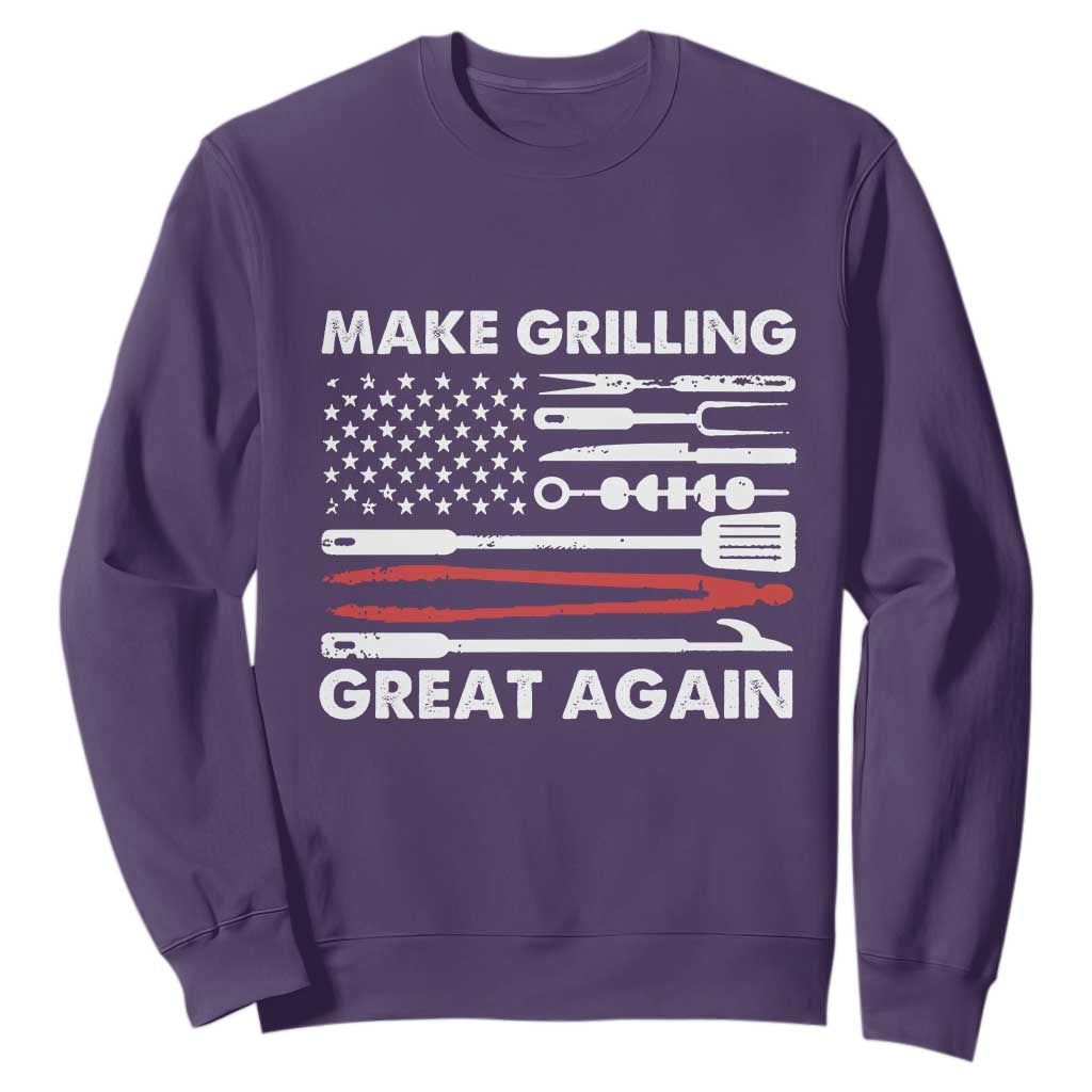 Funny BBQ Grilling Pitmaster Sweatshirt Make Grilling Great Again Chef Smoking Tools TS09 Purple Print Your Wear