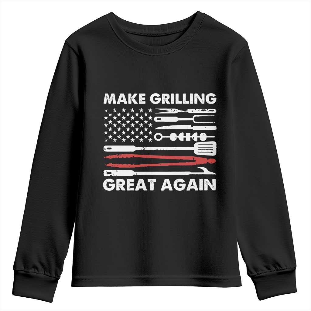 Funny BBQ Grilling Pitmaster Youth Sweatshirt Make Grilling Great Again Chef Smoking Tools TS09 Black Print Your Wear