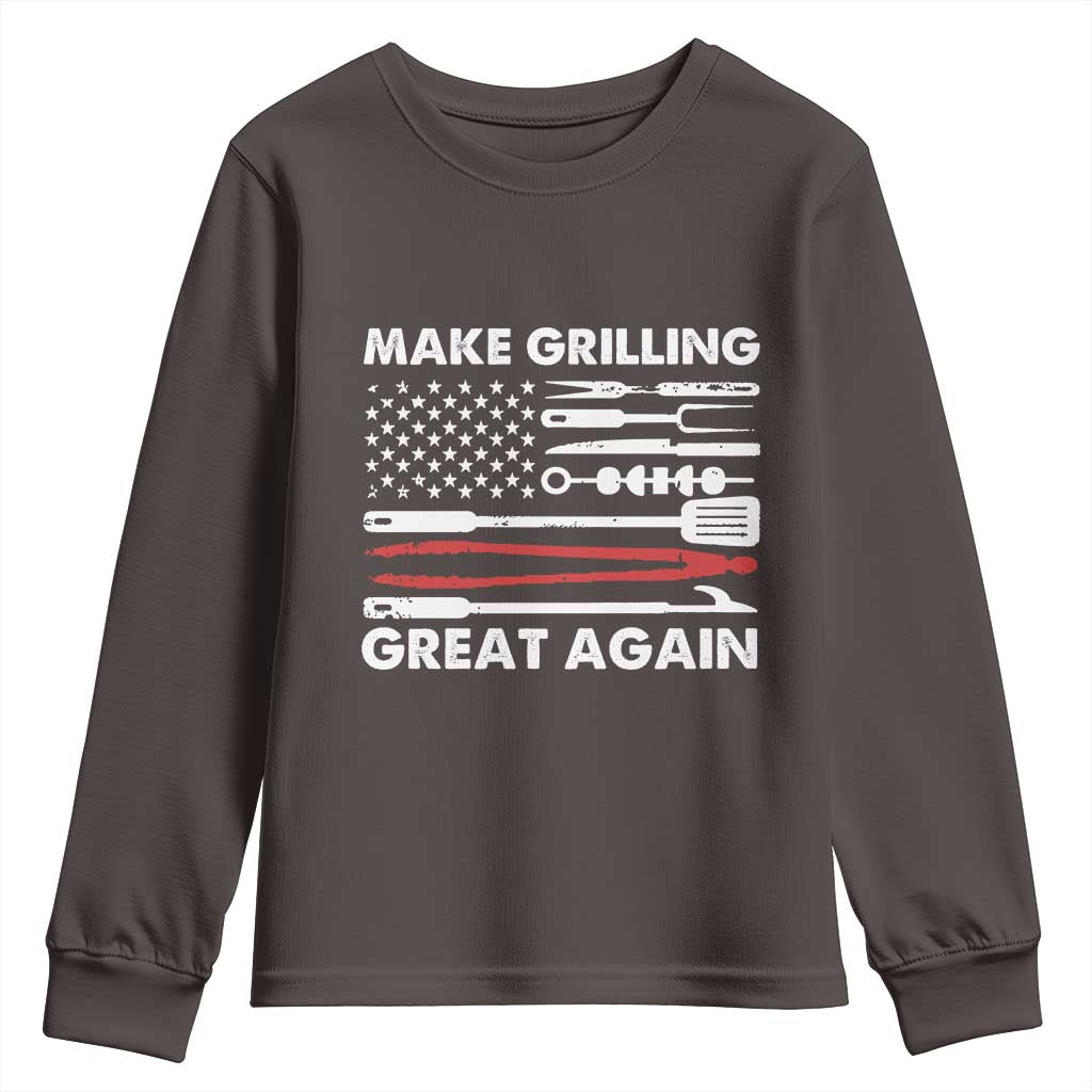 Funny BBQ Grilling Pitmaster Youth Sweatshirt Make Grilling Great Again Chef Smoking Tools TS09 Dark Chocolate Print Your Wear