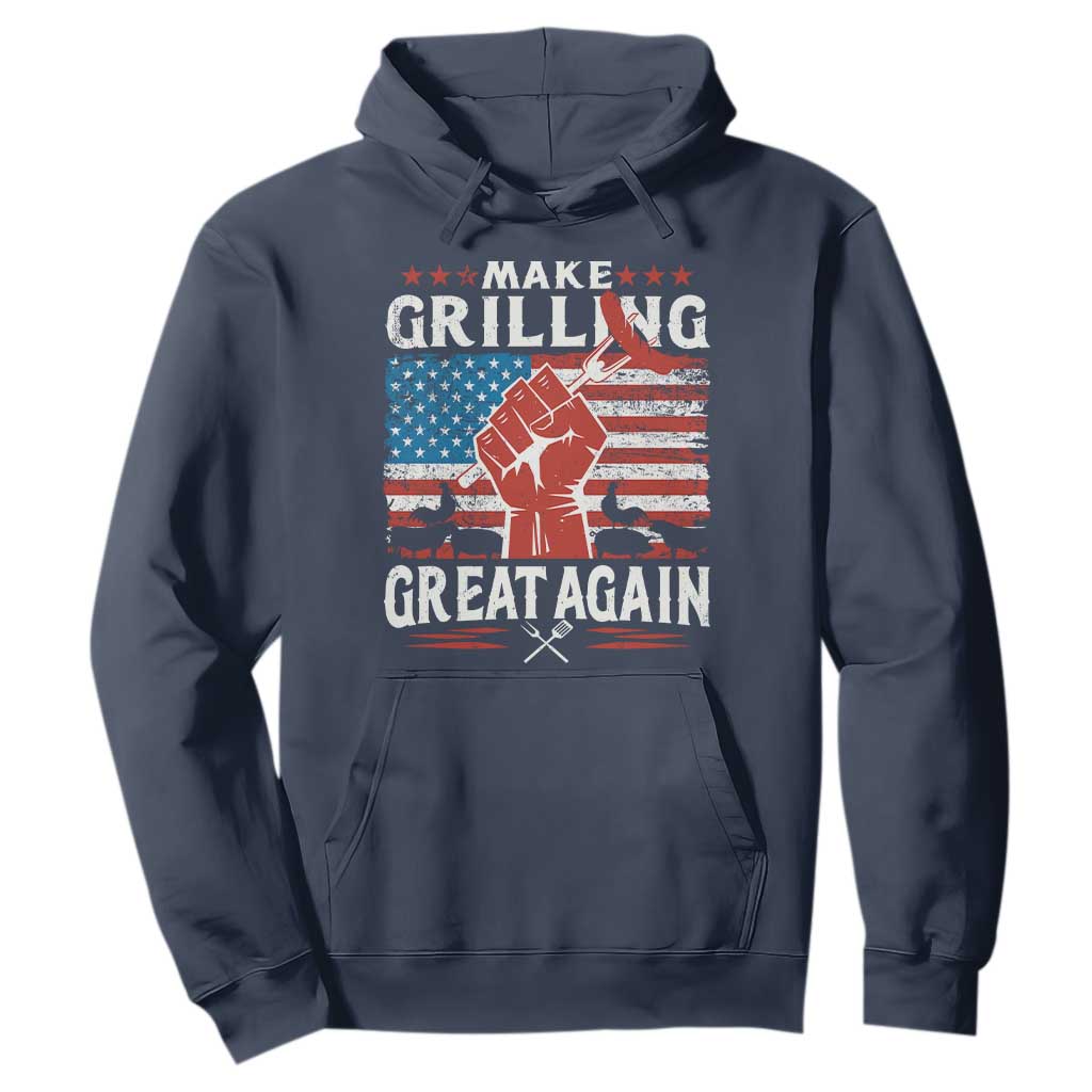 Funny BBQ Lover Hoodie Make Grilling Great Again Smoker Grill Sausages TS09 Navy Print Your Wear
