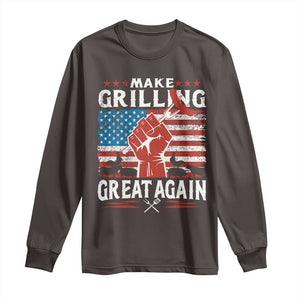 Funny BBQ Lover Long Sleeve Shirt Make Grilling Great Again Smoker Grill Sausages TS09 Dark Chocolate Print Your Wear