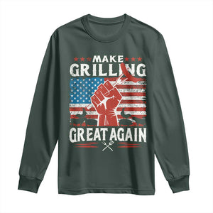 Funny BBQ Lover Long Sleeve Shirt Make Grilling Great Again Smoker Grill Sausages TS09 Dark Forest Green Print Your Wear