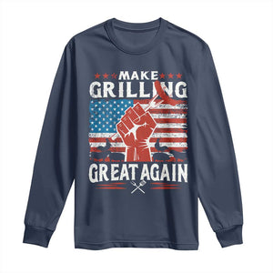 Funny BBQ Lover Long Sleeve Shirt Make Grilling Great Again Smoker Grill Sausages TS09 Navy Print Your Wear