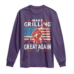 Funny BBQ Lover Long Sleeve Shirt Make Grilling Great Again Smoker Grill Sausages TS09 Purple Print Your Wear