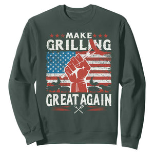 Funny BBQ Lover Sweatshirt Make Grilling Great Again Smoker Grill Sausages TS09 Dark Forest Green Print Your Wear