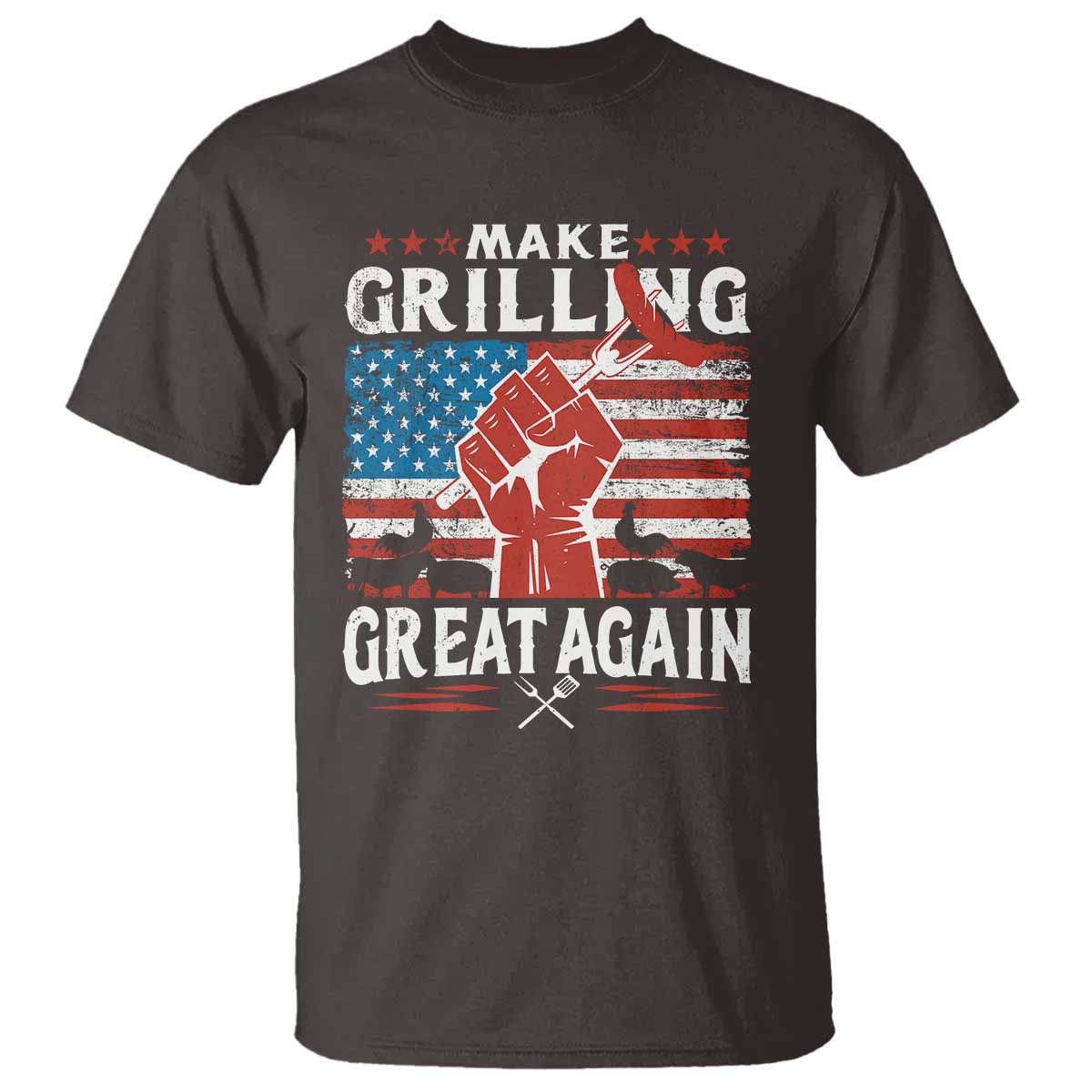 Funny BBQ Lover T Shirt Make Grilling Great Again Smoker Grill Sausages TS09 Dark Chocolate Print Your Wear