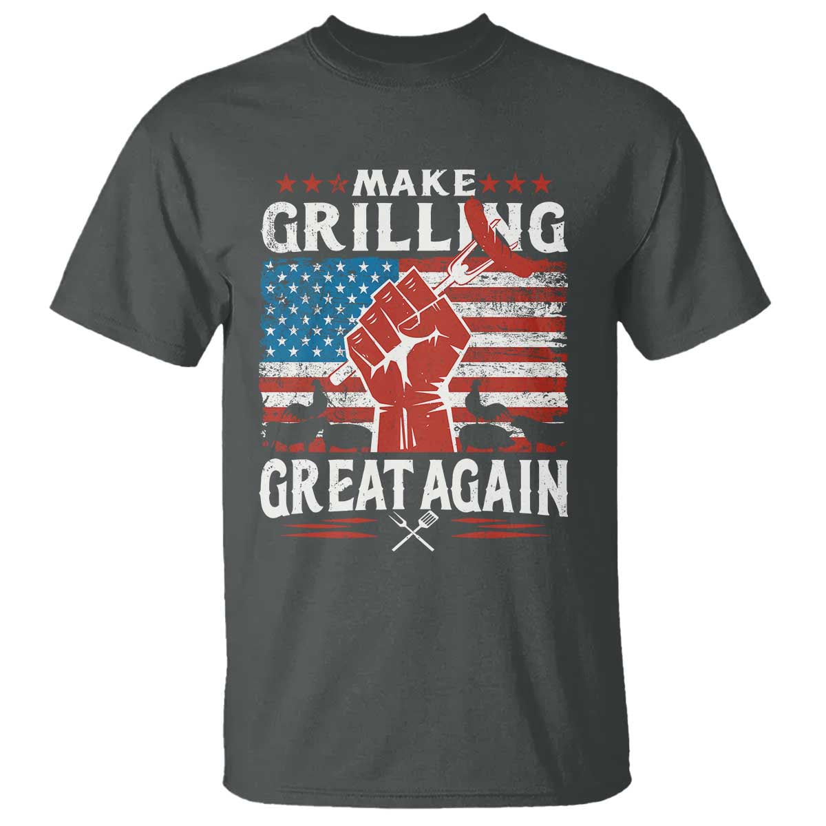 Funny BBQ Lover T Shirt Make Grilling Great Again Smoker Grill Sausages TS09 Dark Heather Print Your Wear