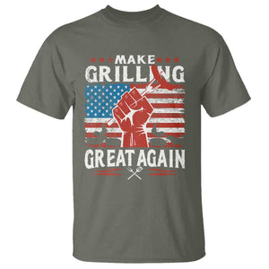 Funny BBQ Lover T Shirt Make Grilling Great Again Smoker Grill Sausages TS09 Military Green Print Your Wear