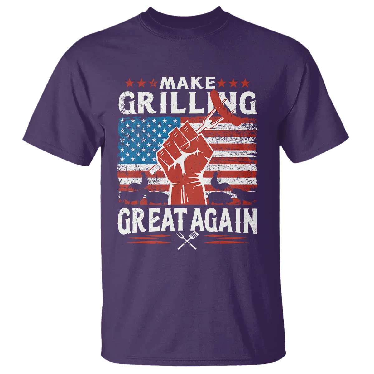 Funny BBQ Lover T Shirt Make Grilling Great Again Smoker Grill Sausages TS09 Purple Print Your Wear