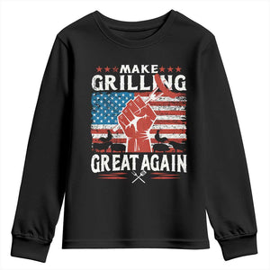 Funny BBQ Lover Youth Sweatshirt Make Grilling Great Again Smoker Grill Sausages TS09 Black Print Your Wear
