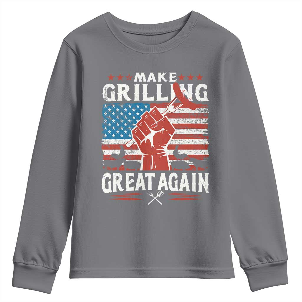 Funny BBQ Lover Youth Sweatshirt Make Grilling Great Again Smoker Grill Sausages TS09 Charcoal Print Your Wear
