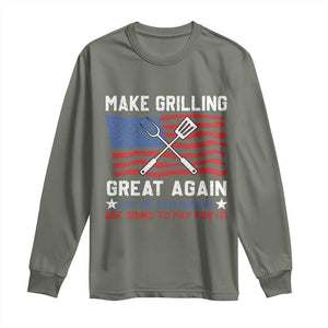 Funny BBQ Lover Long Sleeve Shirt Make Grilling Great Again And The Vegetarians Are Going To Pay For It TS09 Military Green Print Your Wear