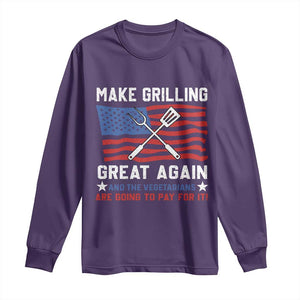 Funny BBQ Lover Long Sleeve Shirt Make Grilling Great Again And The Vegetarians Are Going To Pay For It TS09 Purple Print Your Wear