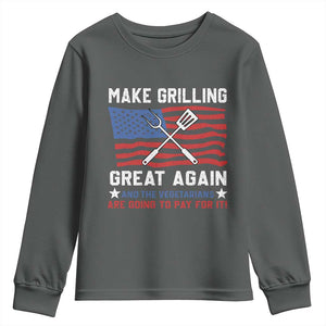 Funny BBQ Lover Youth Sweatshirt Make Grilling Great Again And The Vegetarians Are Going To Pay For It TS09 Dark Heather Print Your Wear