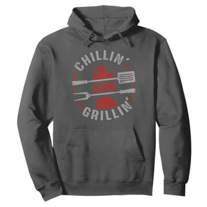 Funny BBQ Lover Hoodie Chillin And Grillin Smoker Grilling Pitmaster TS09 Dark Heather Print Your Wear