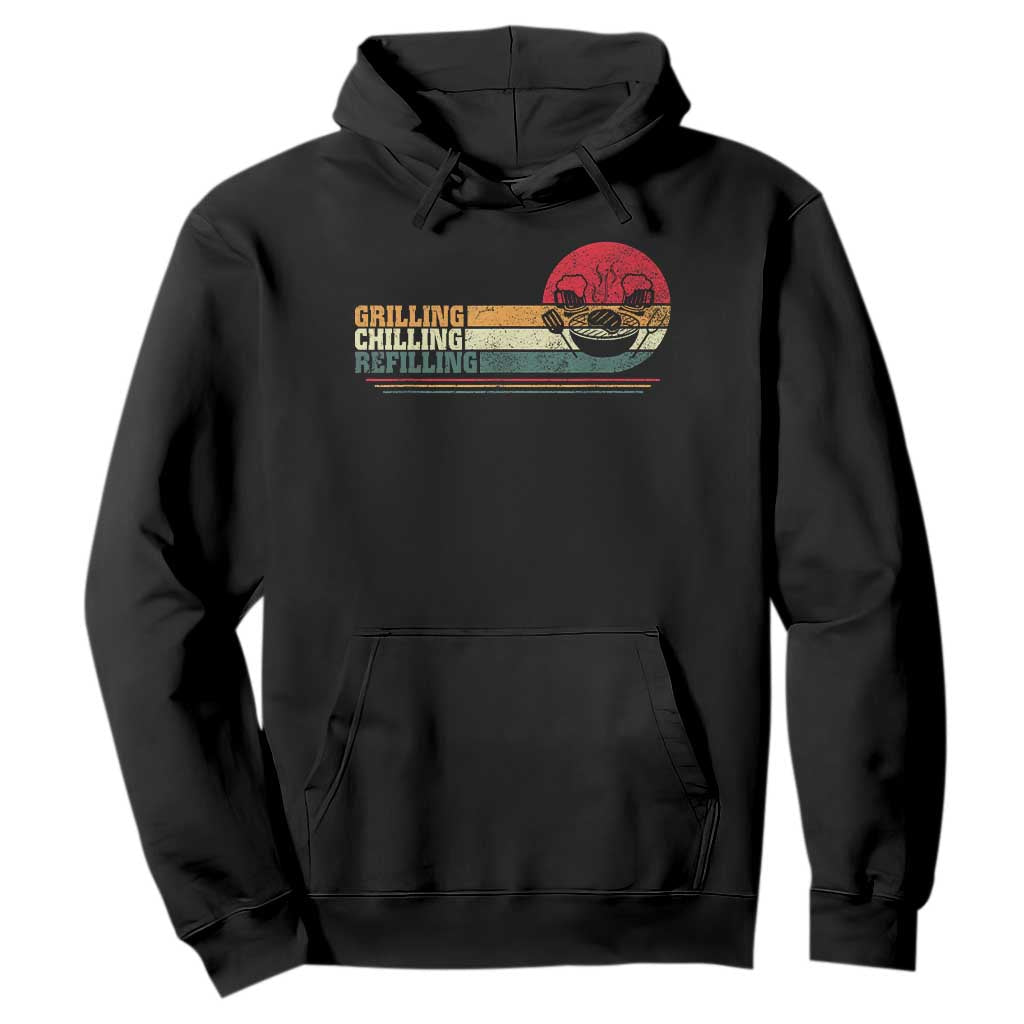 Funny BBQ Lover Hoodie Grilling Chillin' Refillin Beer Drinking Smoker Grilling Pitmaster TS09 Black Print Your Wear