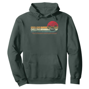 Funny BBQ Lover Hoodie Grilling Chillin' Refillin Beer Drinking Smoker Grilling Pitmaster TS09 Dark Forest Green Print Your Wear