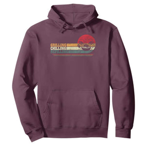 Funny BBQ Lover Hoodie Grilling Chillin' Refillin Beer Drinking Smoker Grilling Pitmaster TS09 Maroon Print Your Wear