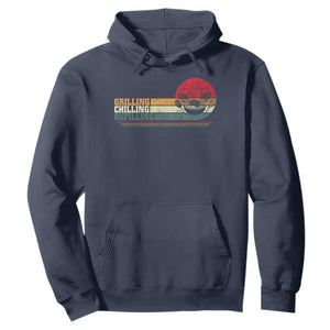 Funny BBQ Lover Hoodie Grilling Chillin' Refillin Beer Drinking Smoker Grilling Pitmaster TS09 Navy Print Your Wear