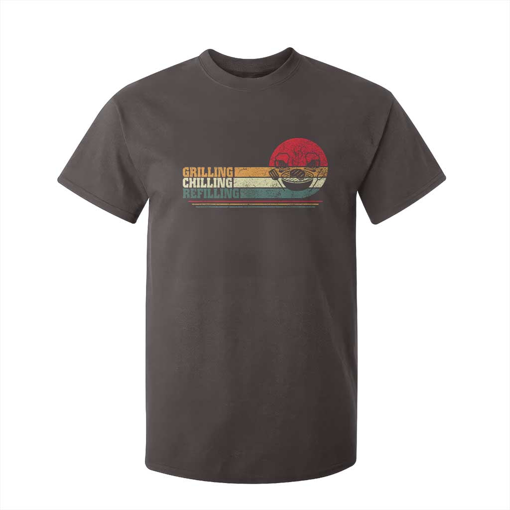 Funny BBQ Lover T Shirt For Kid Grilling Chillin' Refillin Beer Drinking Smoker Grilling Pitmaster TS09 Dark Chocolate Print Your Wear