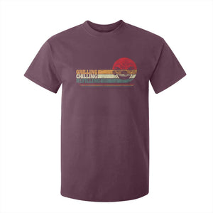 Funny BBQ Lover T Shirt For Kid Grilling Chillin' Refillin Beer Drinking Smoker Grilling Pitmaster TS09 Maroon Print Your Wear