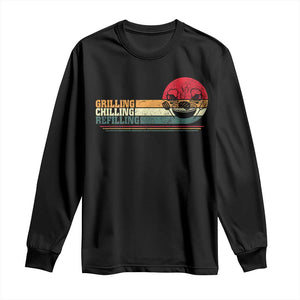 Funny BBQ Lover Long Sleeve Shirt Grilling Chillin' Refillin Beer Drinking Smoker Grilling Pitmaster TS09 Black Print Your Wear