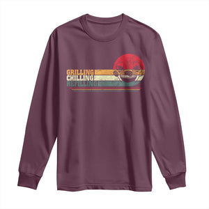 Funny BBQ Lover Long Sleeve Shirt Grilling Chillin' Refillin Beer Drinking Smoker Grilling Pitmaster TS09 Maroon Print Your Wear