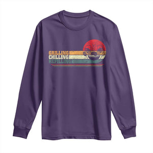 Funny BBQ Lover Long Sleeve Shirt Grilling Chillin' Refillin Beer Drinking Smoker Grilling Pitmaster TS09 Purple Print Your Wear