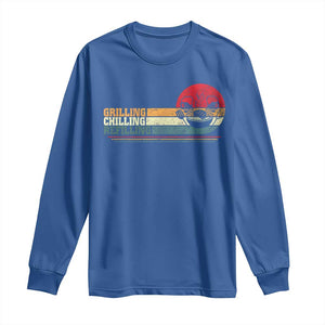 Funny BBQ Lover Long Sleeve Shirt Grilling Chillin' Refillin Beer Drinking Smoker Grilling Pitmaster TS09 Royal Blue Print Your Wear