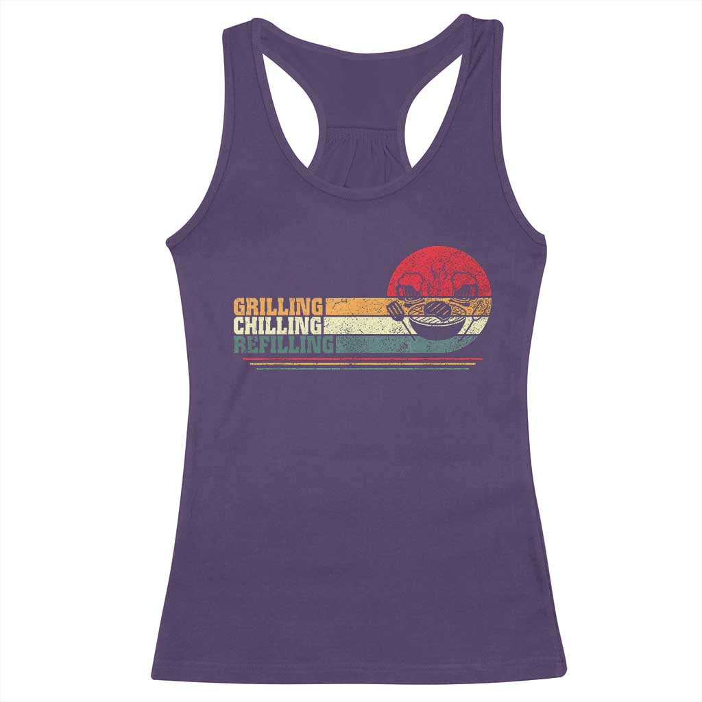 Funny BBQ Lover Racerback Tank Top Grilling Chillin' Refillin Beer Drinking Smoker Grilling Pitmaster TS09 Purple Print Your Wear