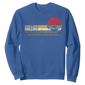 Funny BBQ Lover Sweatshirt Grilling Chillin' Refillin Beer Drinking Smoker Grilling Pitmaster TS09 Royal Blue Print Your Wear