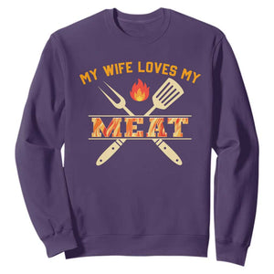 Funny BBQ Grilling Pitmaster Sweatshirt My Wife Loves My Meat TS09 Purple Print Your Wear