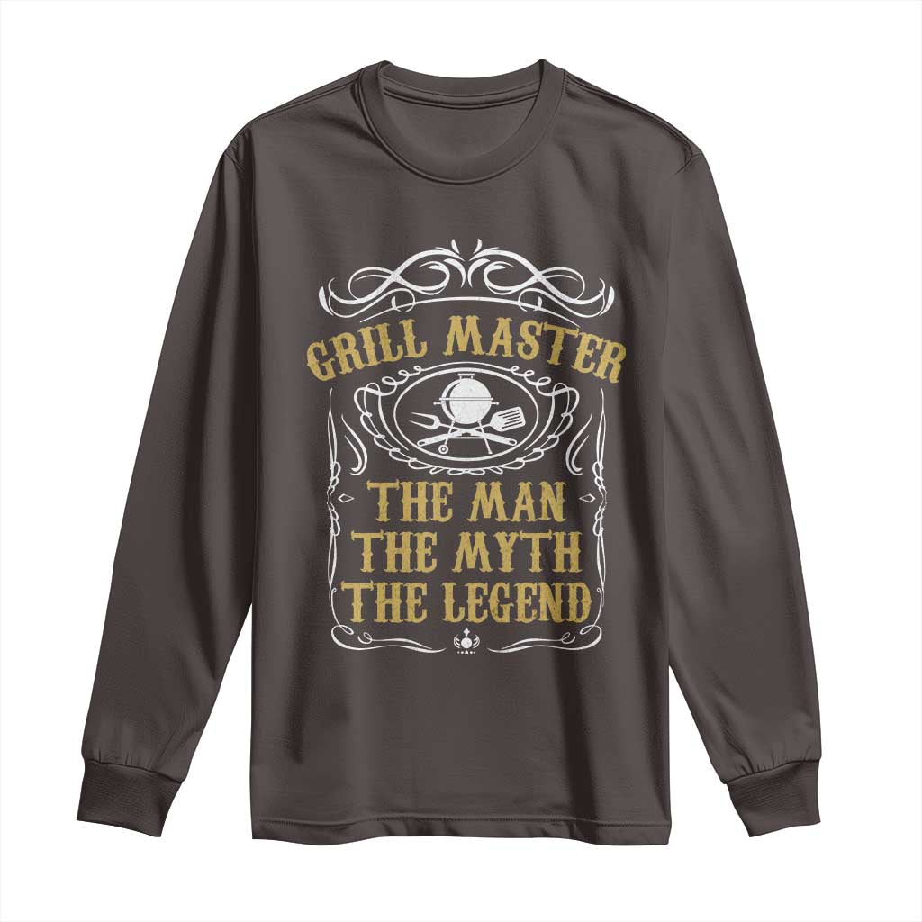 BBQ Grilling Pitmaster Long Sleeve Shirt Grill Master The Man The Myth The Legend TS09 Dark Chocolate Print Your Wear