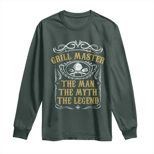 BBQ Grilling Pitmaster Long Sleeve Shirt Grill Master The Man The Myth The Legend TS09 Dark Forest Green Print Your Wear