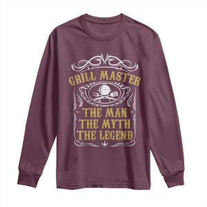 BBQ Grilling Pitmaster Long Sleeve Shirt Grill Master The Man The Myth The Legend TS09 Maroon Print Your Wear