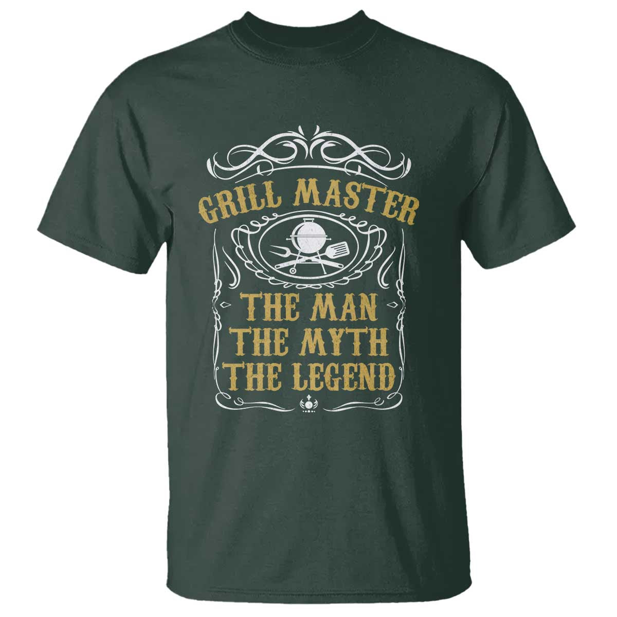 BBQ Grilling Pitmaster T Shirt Grill Master The Man The Myth The Legend TS09 Dark Forest Green Print Your Wear